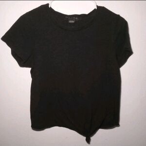 Social Standard Black Short Sleeve Shirt Women's Knotted